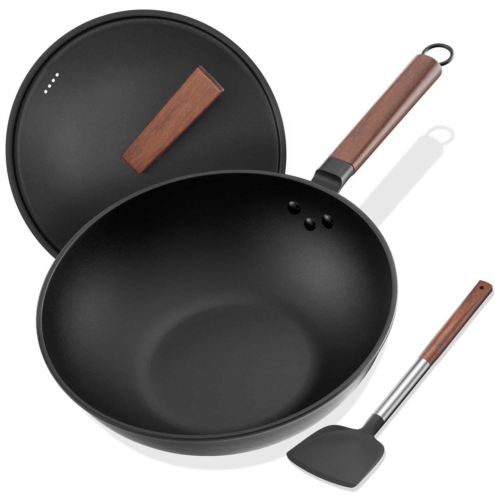 Todlabe carbon steel wok 13-inch heats evenly for quick stir-frying.