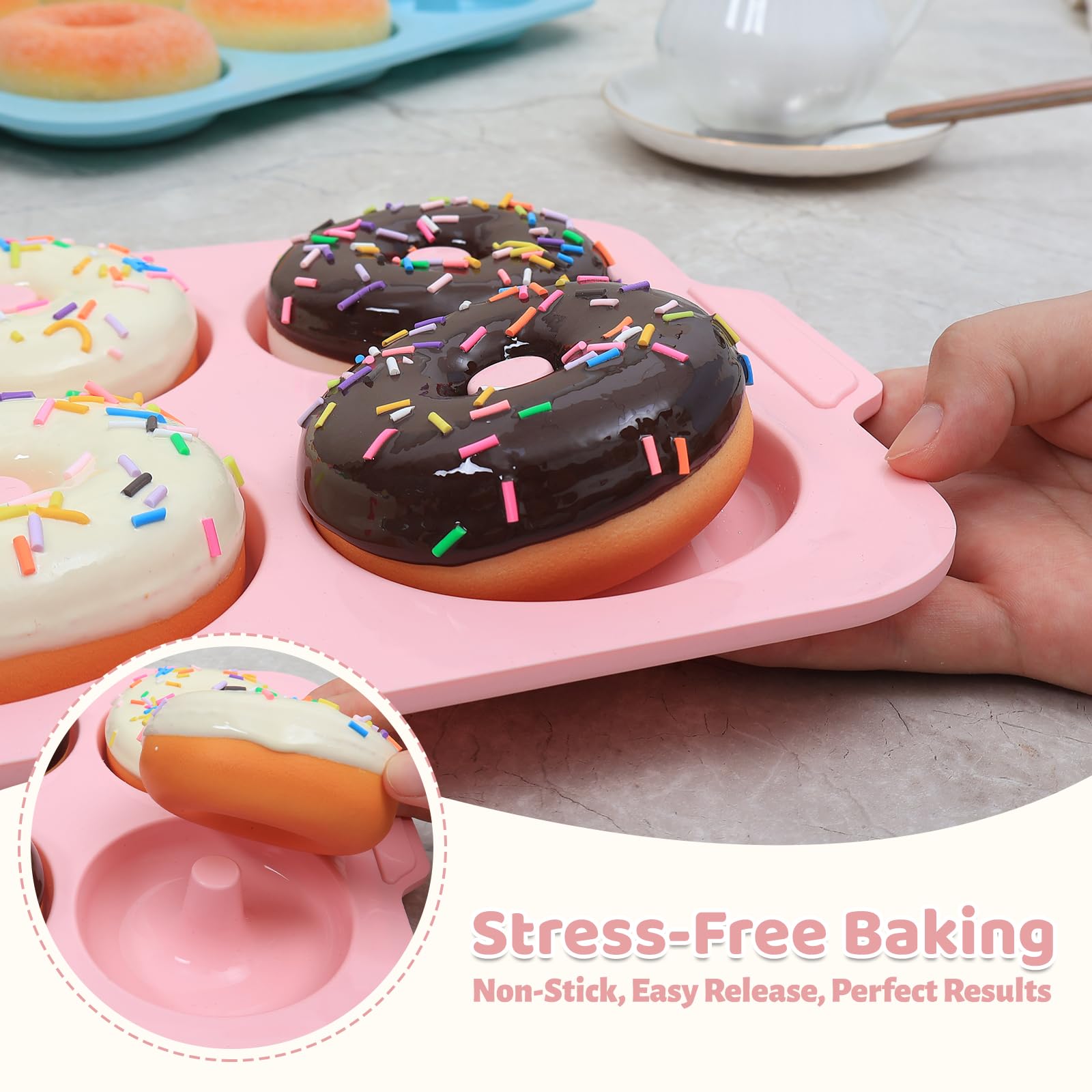 Toeusog heat-resistant BPA-free donut pan for high-heat baking