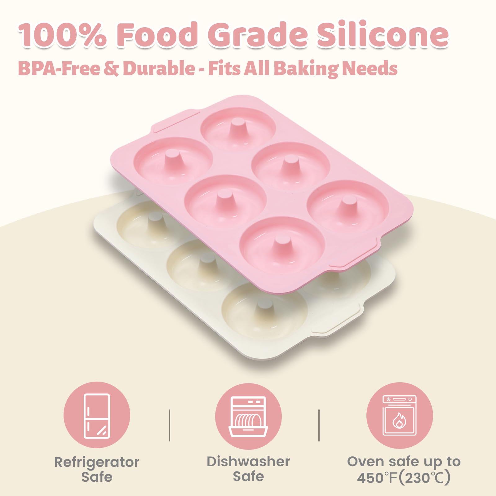 Toeusog nonstick surface enables easy donut release