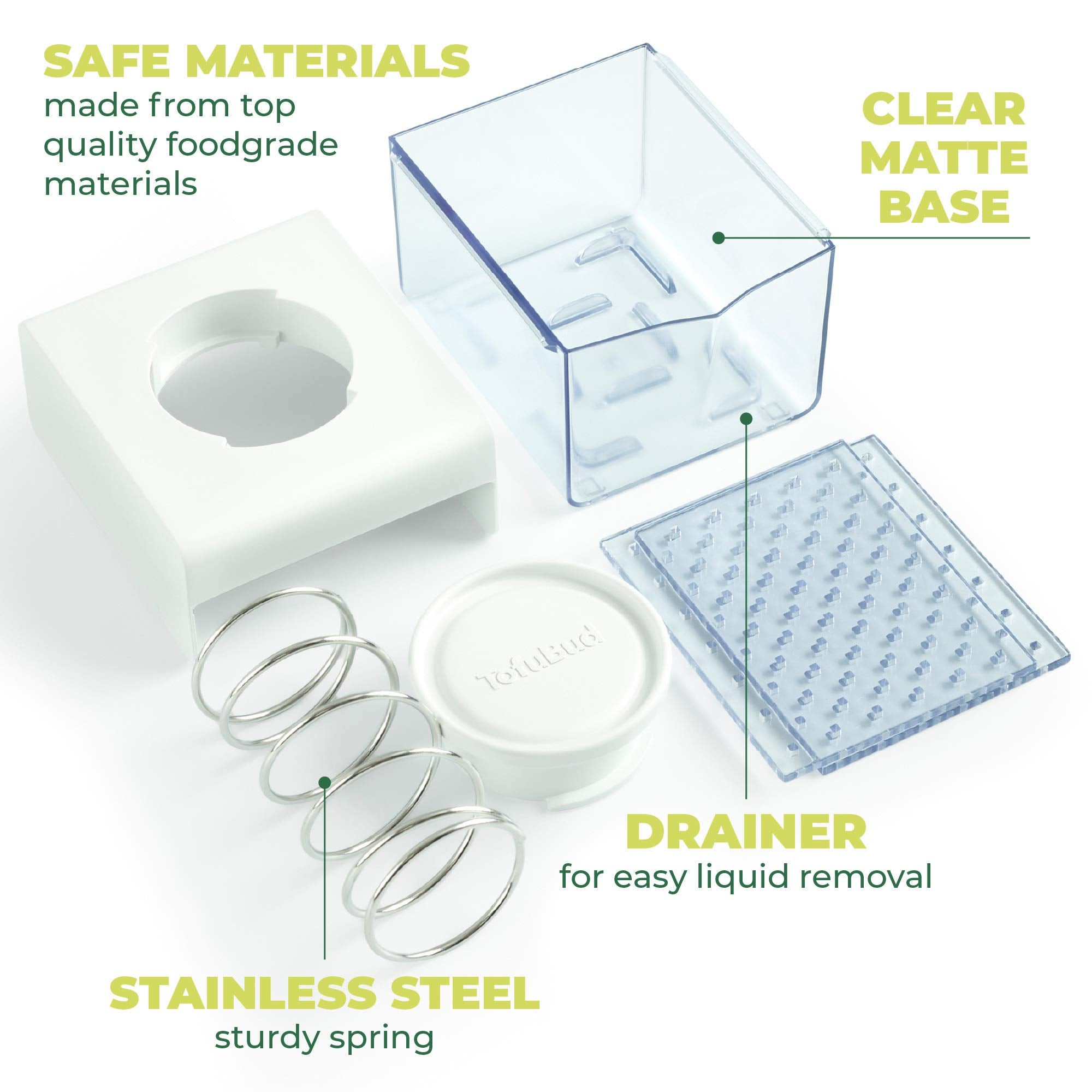 TofuBud Tofu Press 8 to 12 oz blocks fit snugly for even moisture removal.