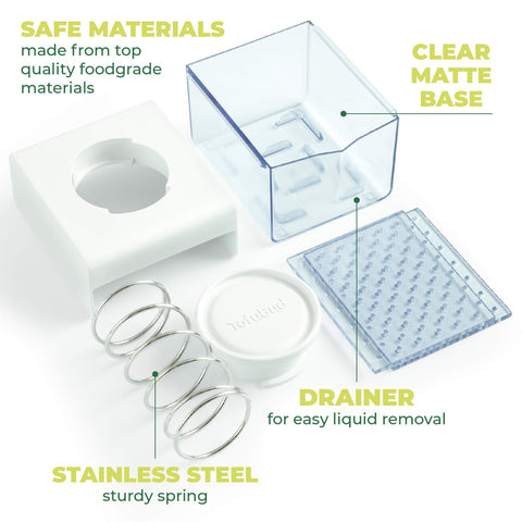 TofuBud Tofu Press 8 to 12 oz blocks fit snugly for even moisture removal.