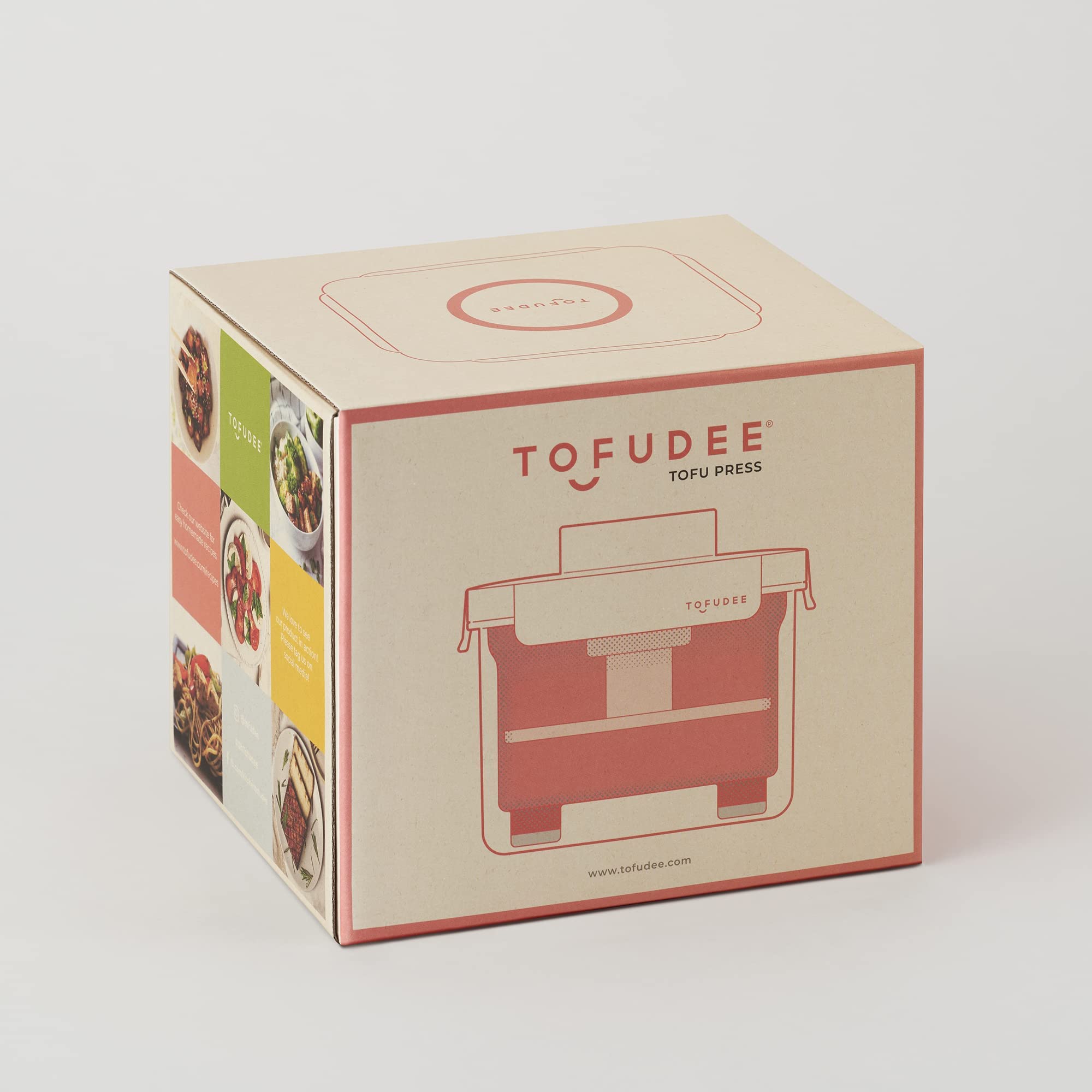 Paneer cheese pressing setup with TOFUDEE press and cheesecloth