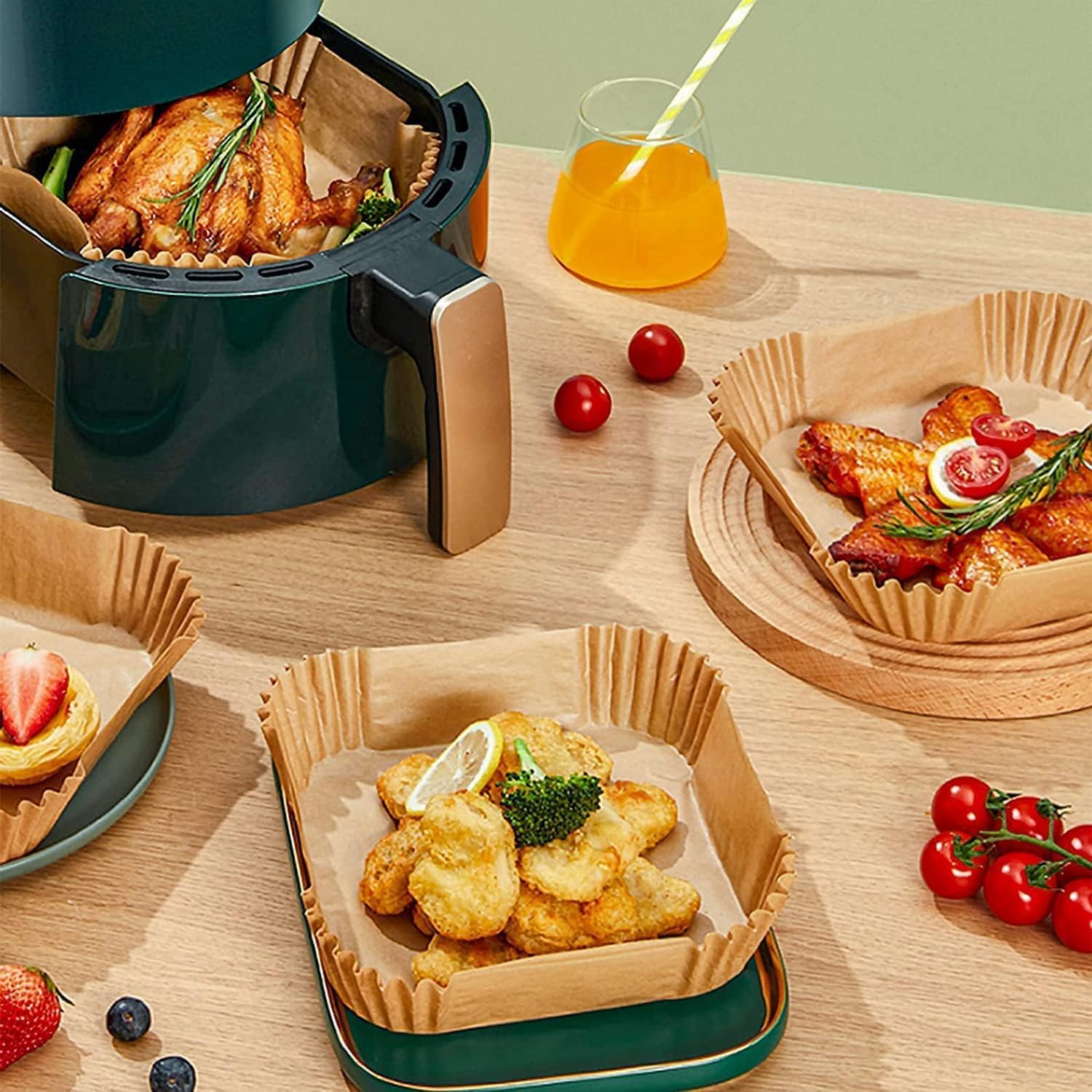TOGOO liners suitable for air fryers, microwaves, ovens, and steamers.