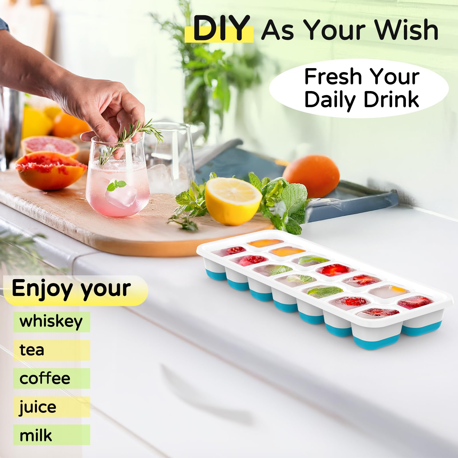 Tohsssik cocktail ice trays create crisp, slow-melting cubes.