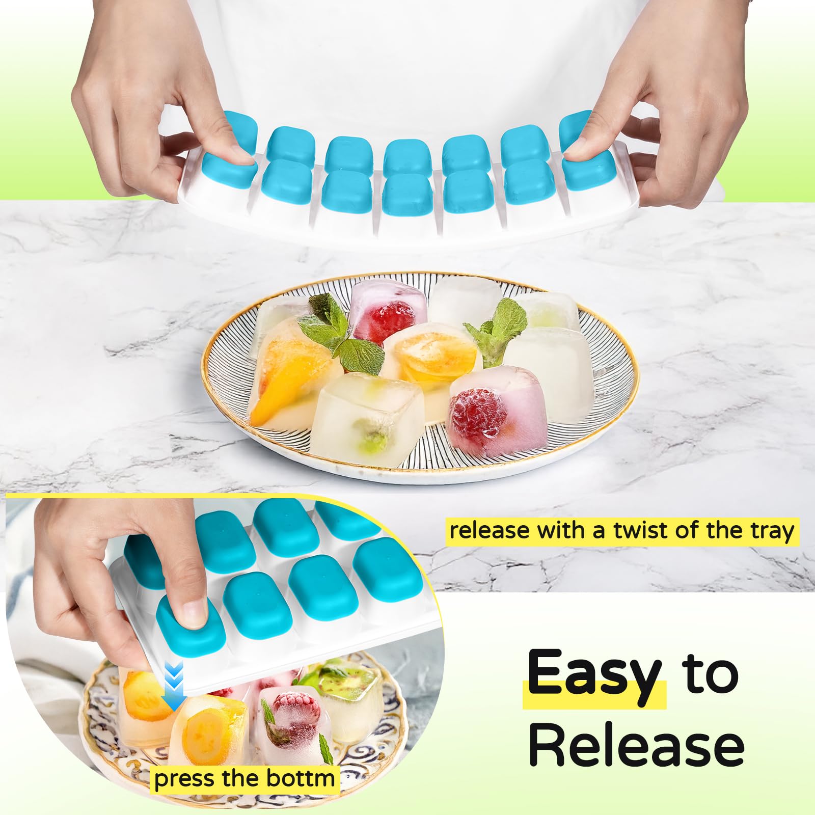 Tohsssik freezer-safe ice trays preserve clarity and flavor with lids.