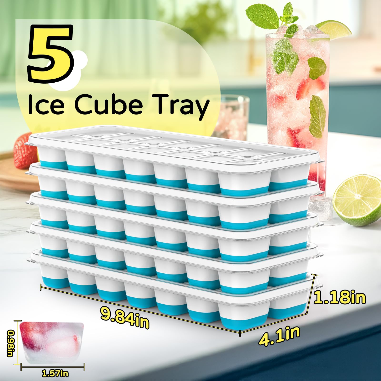 Tohsssik stackable silicone ice trays release cubes easily for cocktails.
