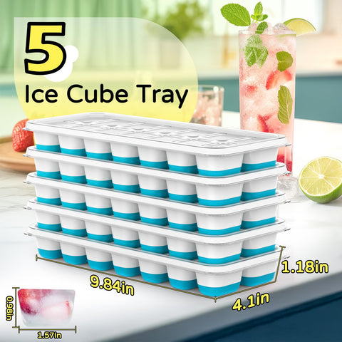Tohsssik stackable silicone ice trays release cubes easily for cocktails.
