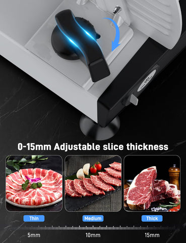 TOKASS Meat Slicer non-serrated blade ideal for bread and soft fruits.
