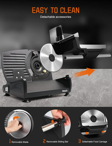 TOKASS safety lock and non-slip feet keep slicer stable during operation.
