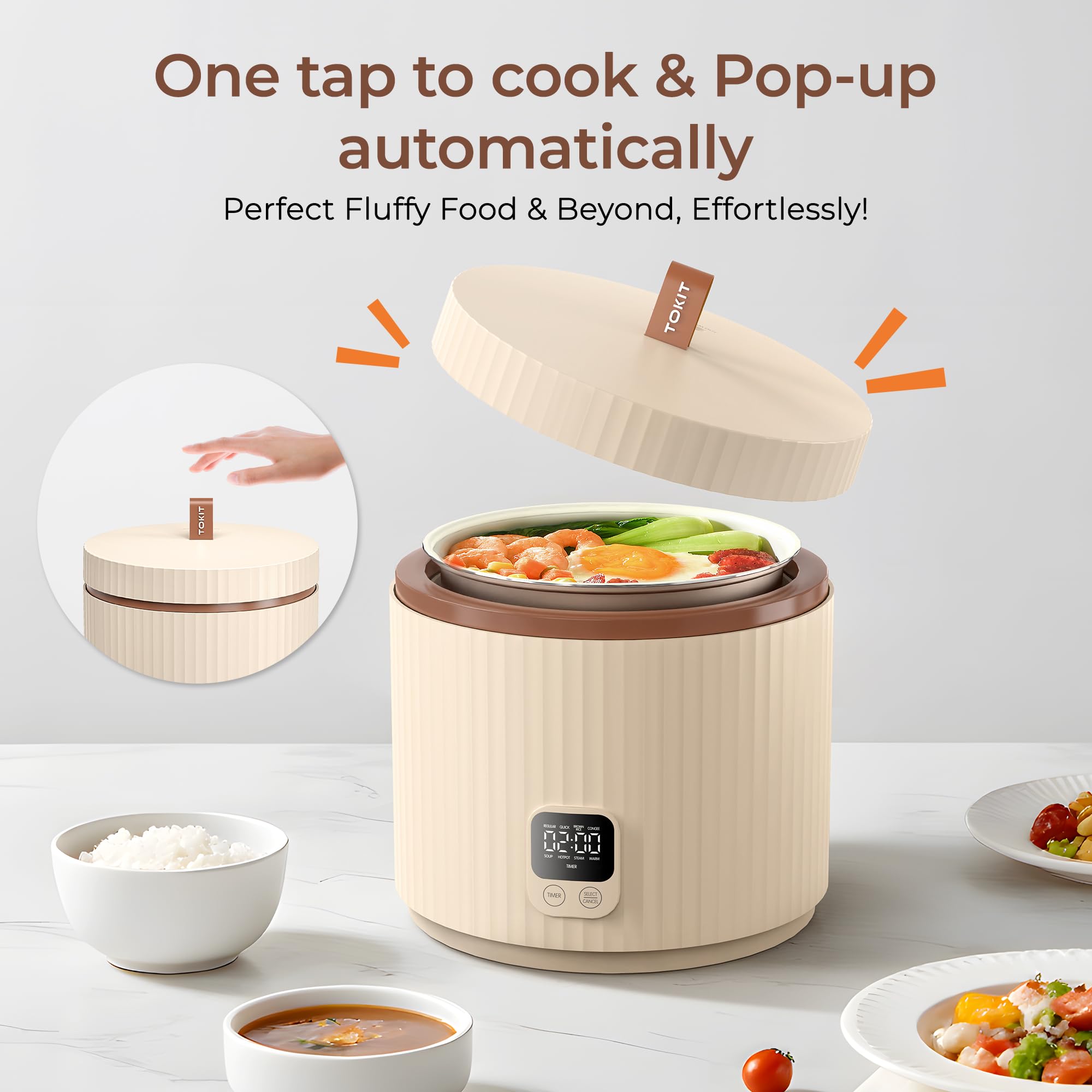 TOKIT mini inner pot ceramic-coated enables effortless cleaning and release.