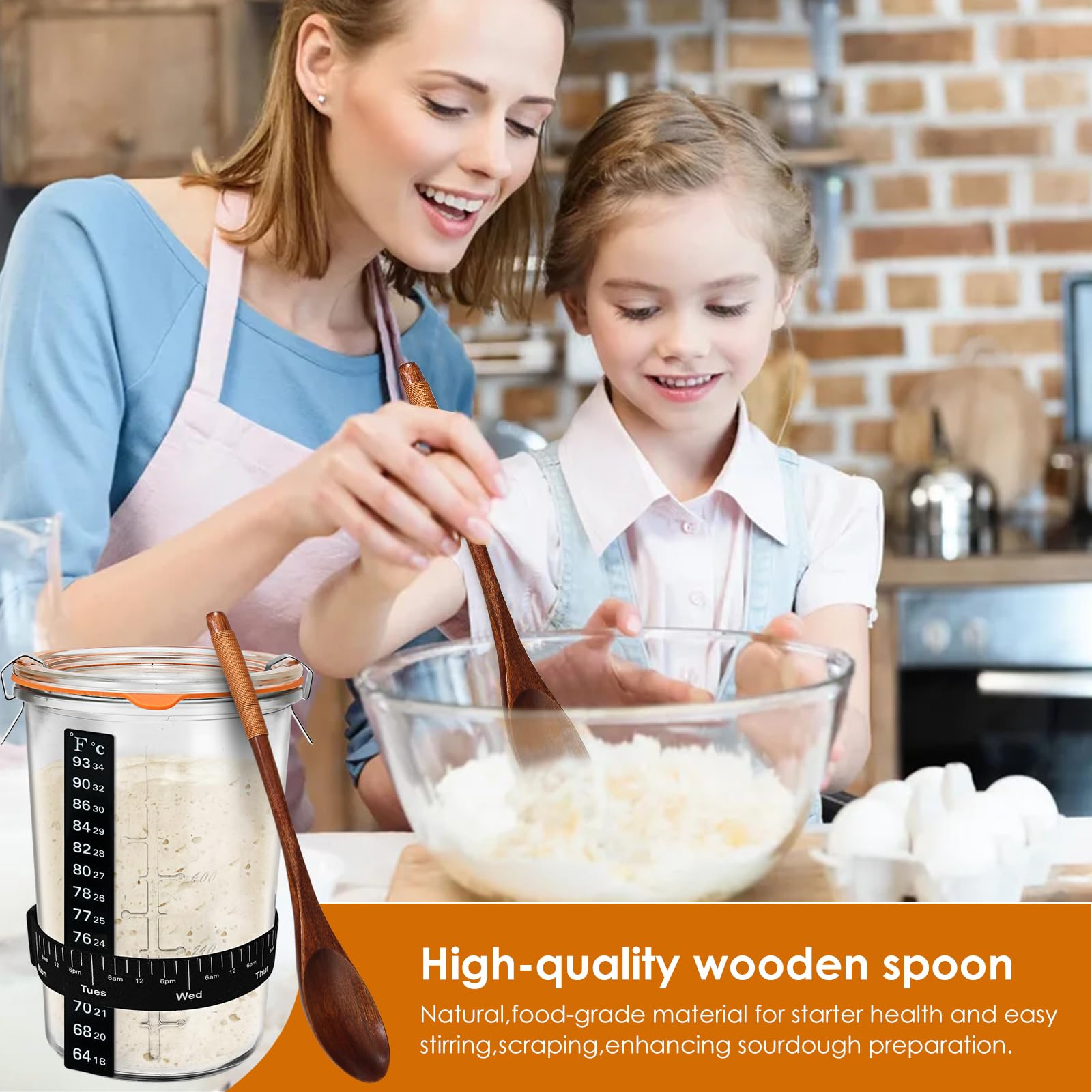 TOKPELA Sourdough Starter Jar measurement marks help precise feeding.