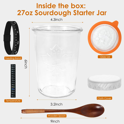 TOKPELA Sourdough Starter Jar wide-mouth opening enables quick feeding and thorough cleaning.