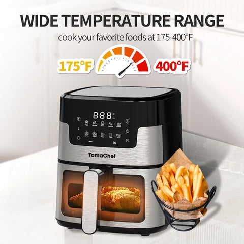 TomaChef air fryer visible window lets you monitor cooking safely