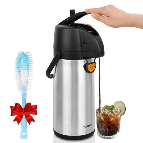 Tomakeit airpot coffee dispenser pump pour enables spill-free serving at gatherings.