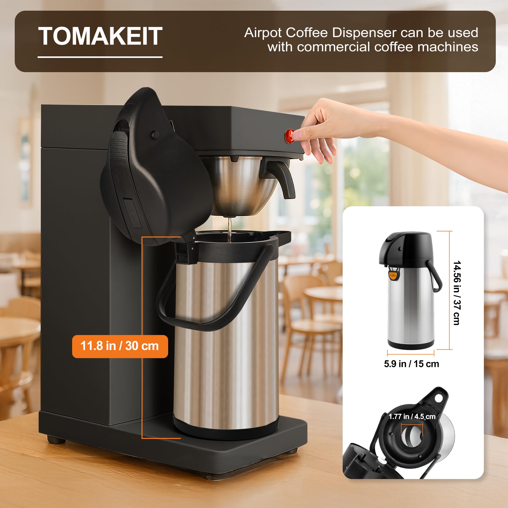 Tomakeit insulated stainless steel 3L carafe keeps drinks hot or cold.