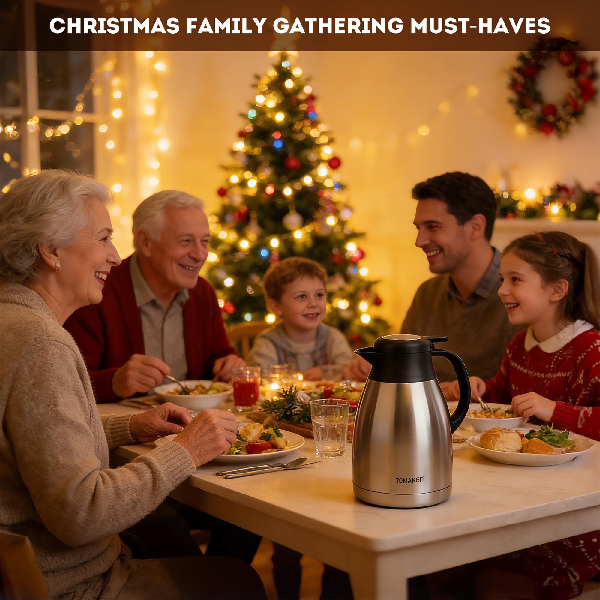 TOMAKEIT Thermal Carafe with double-wall insulation preserves hot or cold retention.