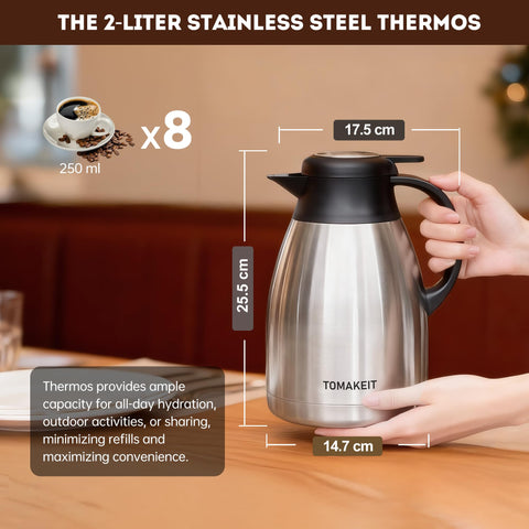 TOMAKEIT Carafe leak-proof lid ensures mess-free transport for commutes and trips.