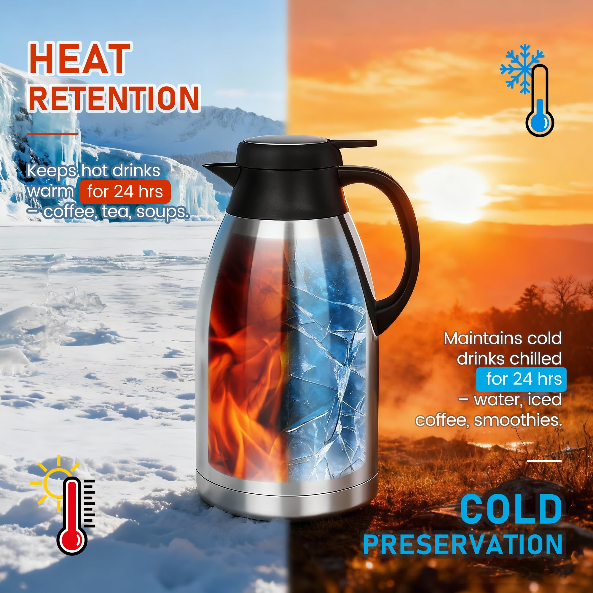 TOMAKEIT Carafe wide-mouth design simplifies filling and cleaning.