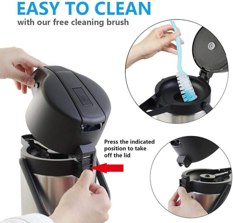 Tomakeit airpot features wide opening for easy cleaning.