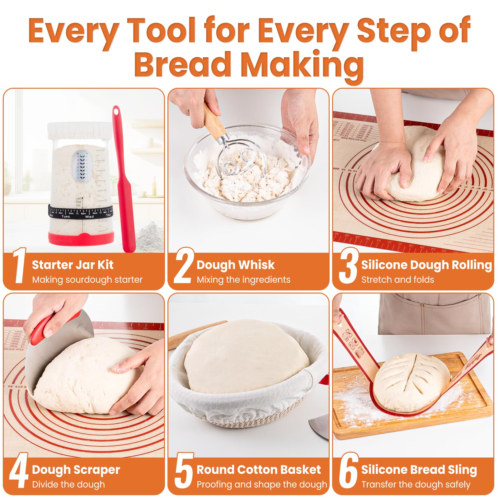 TomCare bowl scraper lifts dough and scrapes bowls easily.