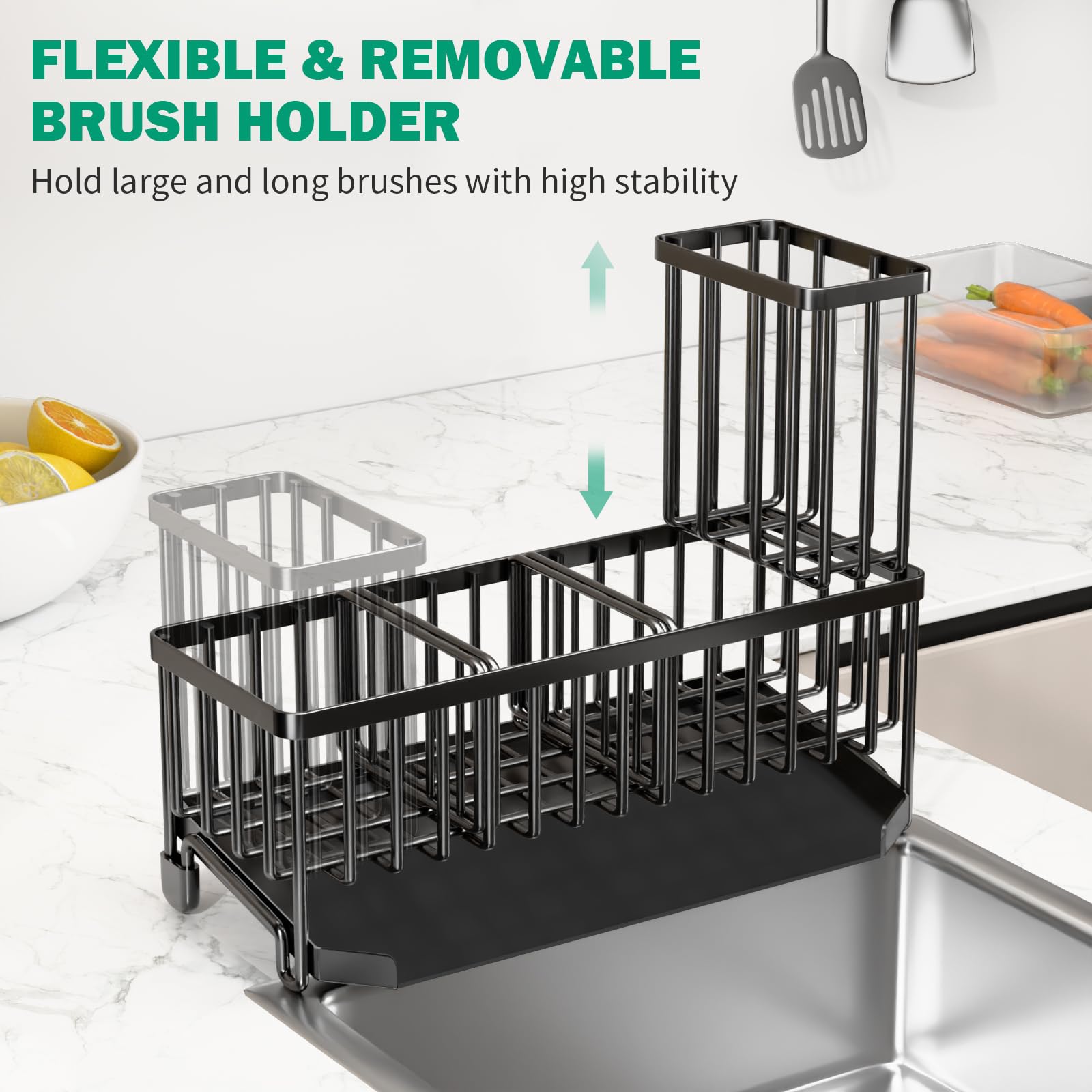 TomCare sink caddy ready-to-use on countertop, no assembly required
