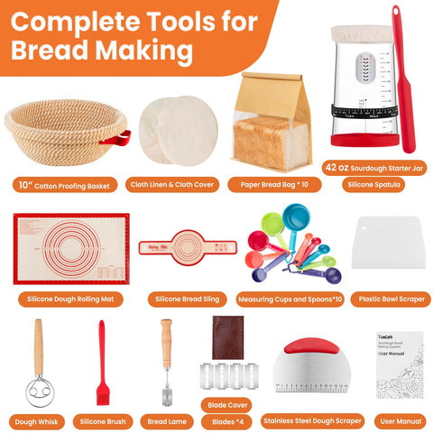 TomCare round proofing basket 10in keeps dough hydrated for optimal rise.