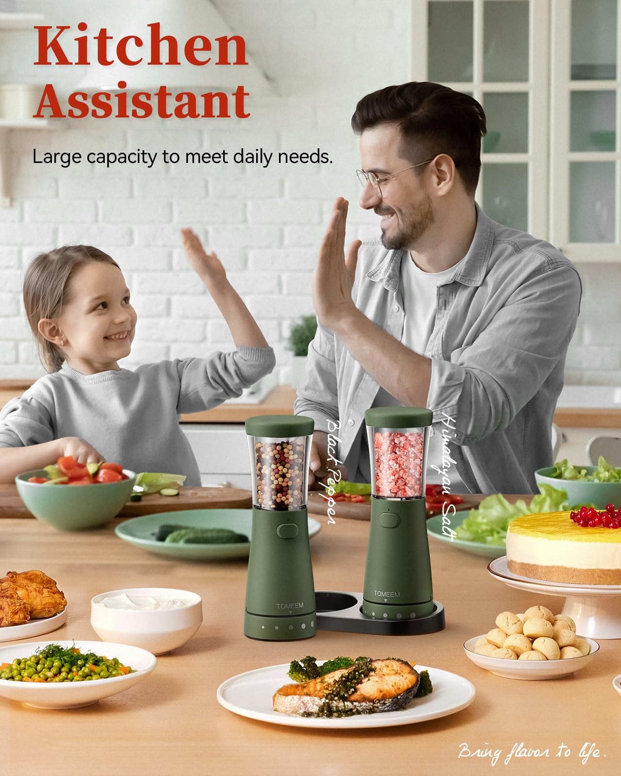 TOMEEM 4.5 oz capacity grinder reduces refills during meal prep.