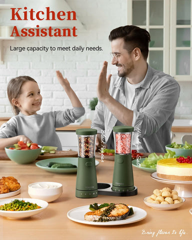 TOMEEM 4.5 oz capacity grinder reduces refills during meal prep.