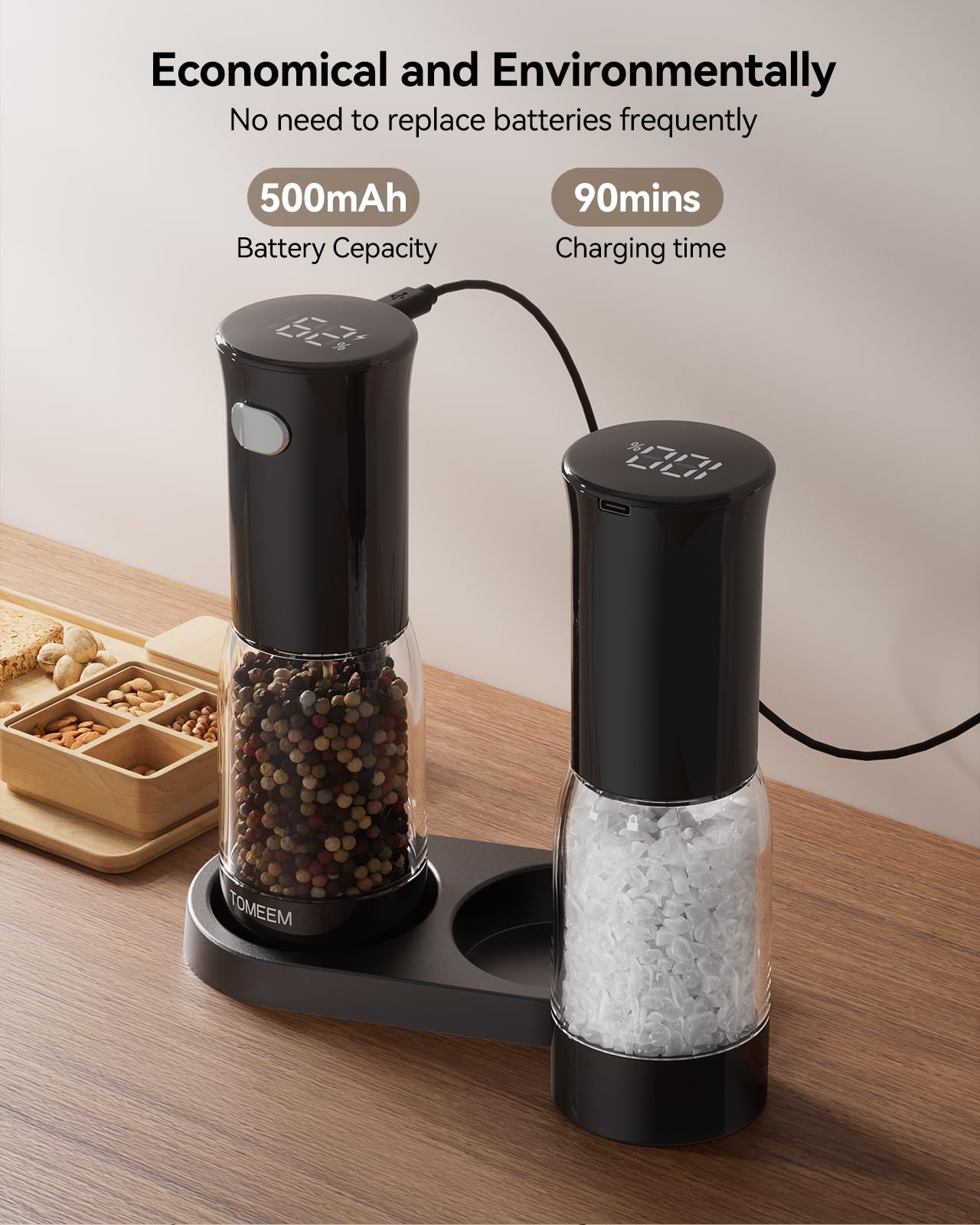 TOMEEM 4.5oz grinders reduce refills during busy meals.
