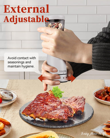 TOMEEM adjustable coarseness knob lets you tailor grind size for recipes.
