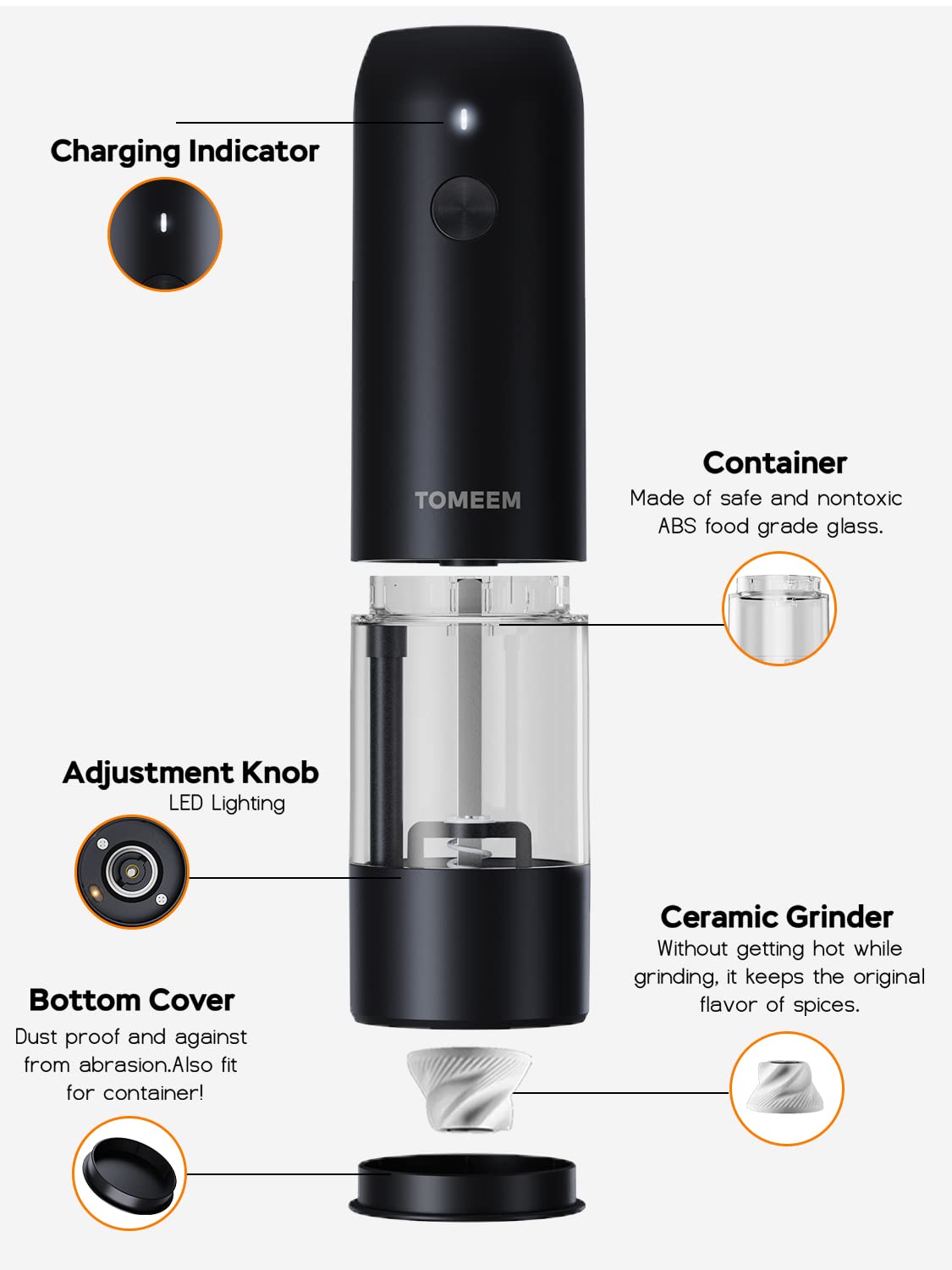 TOMEEM charging indicator shows status for worry-free use