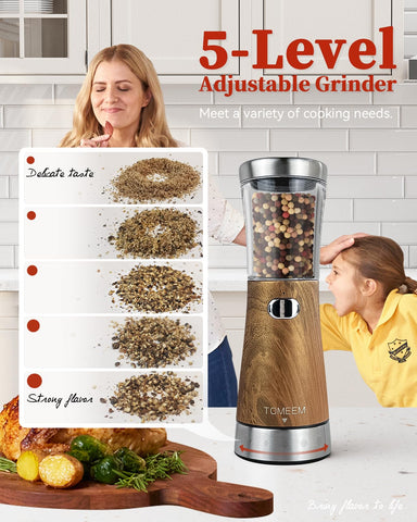 TOMEEM electric grinder base top view showing wide mouth for easy refills