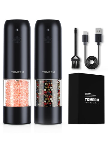 TOMEEM electric grinder with LED lights for precise seasoning at the table