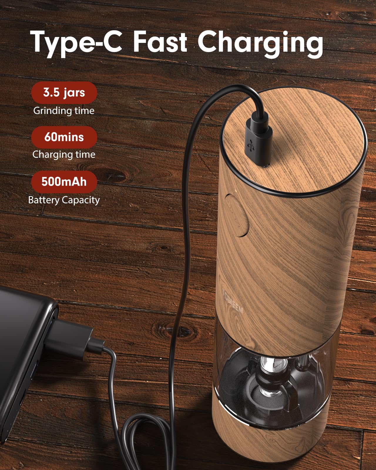 TOMEEM ceramic mechanism close-up demonstrates precise grinding control.