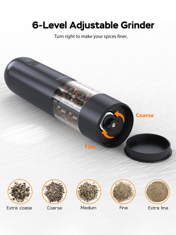 One-handed operation with LED glow by TOMEEM for easy seasoning