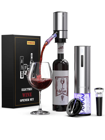 TOMEEM electric wine opener with aerator enhances aroma and pours smoothly