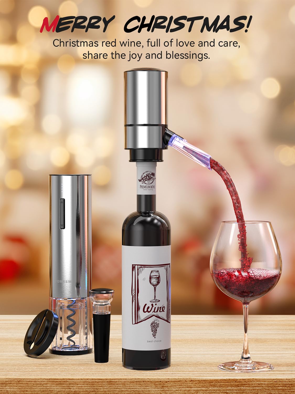 TOMEEM automatic corkscrew uncorks bottles quickly with reliable operation