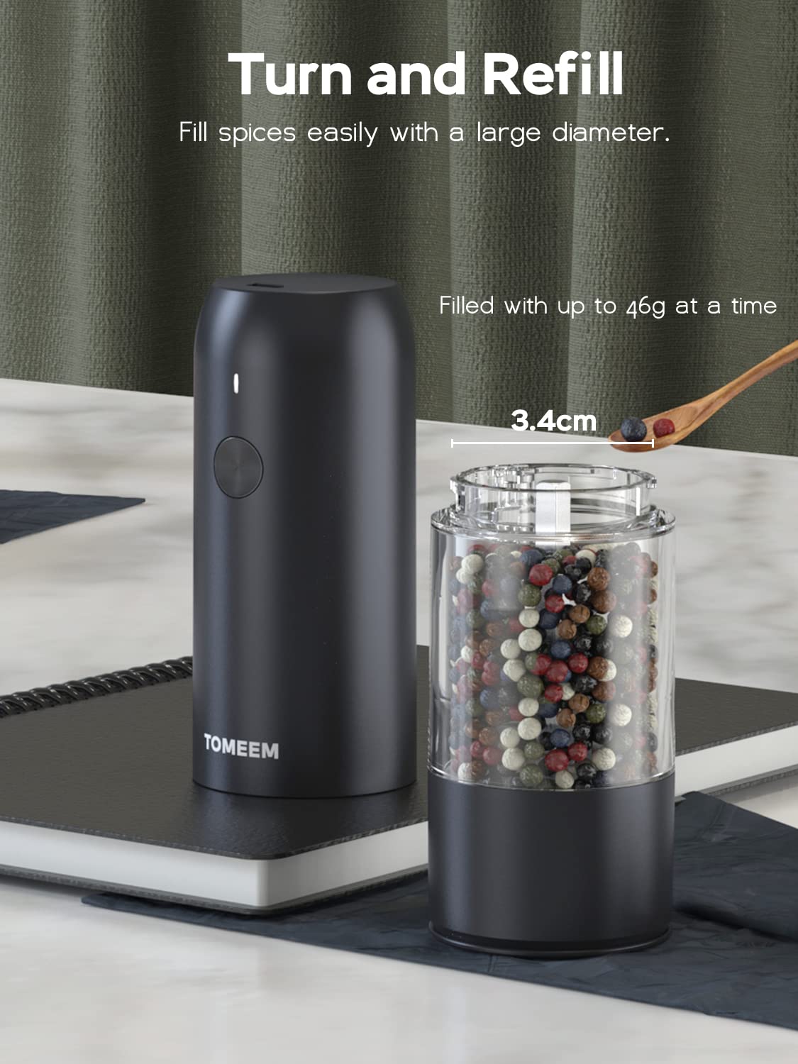 TOMEEM sleek black modern design ideal for kitchen or dining table