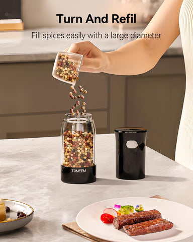 TOMEEM storage base keeps salt and pepper neatly organized.