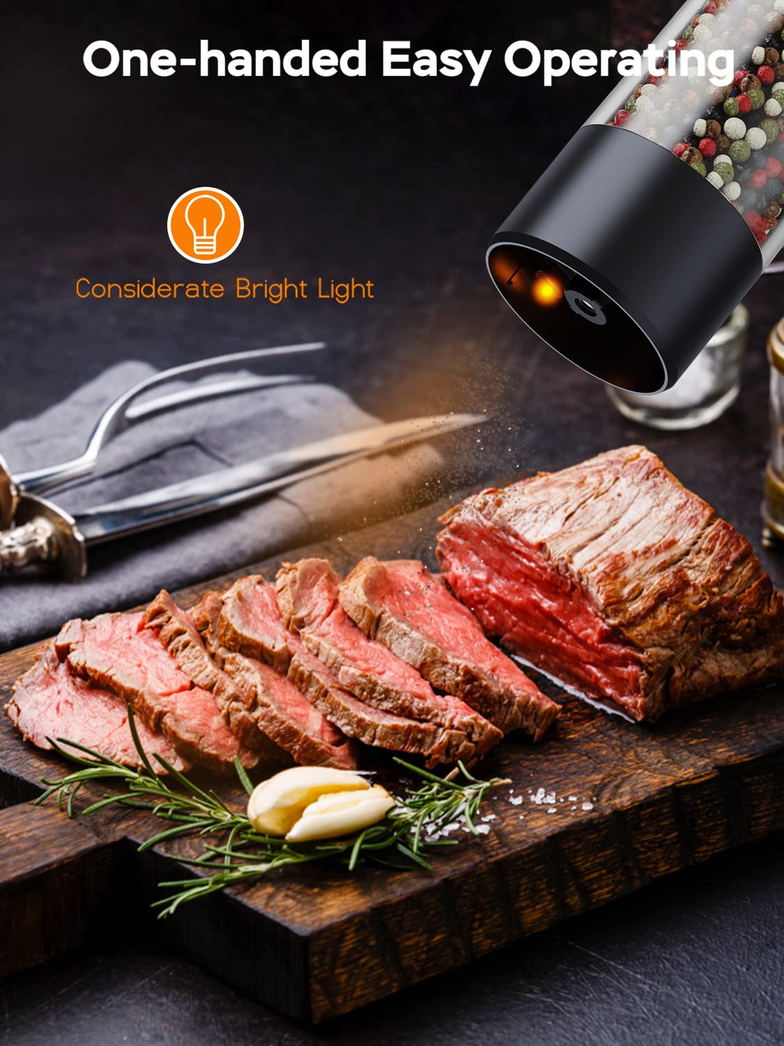 TOMEEM rechargeable salt and pepper grinder with Type-C charging for everyday use