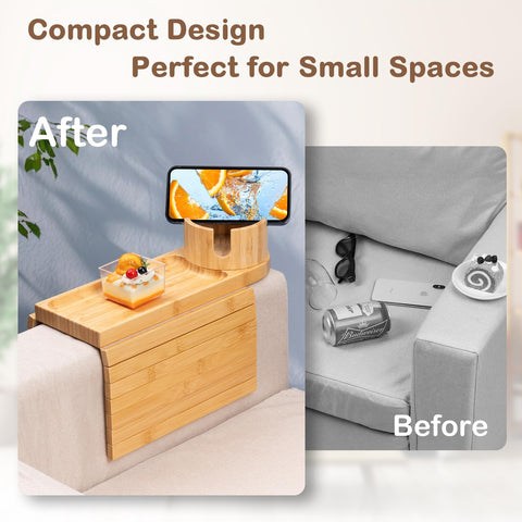 Tomlyop 3-in-1 design frees space on a small sofa.