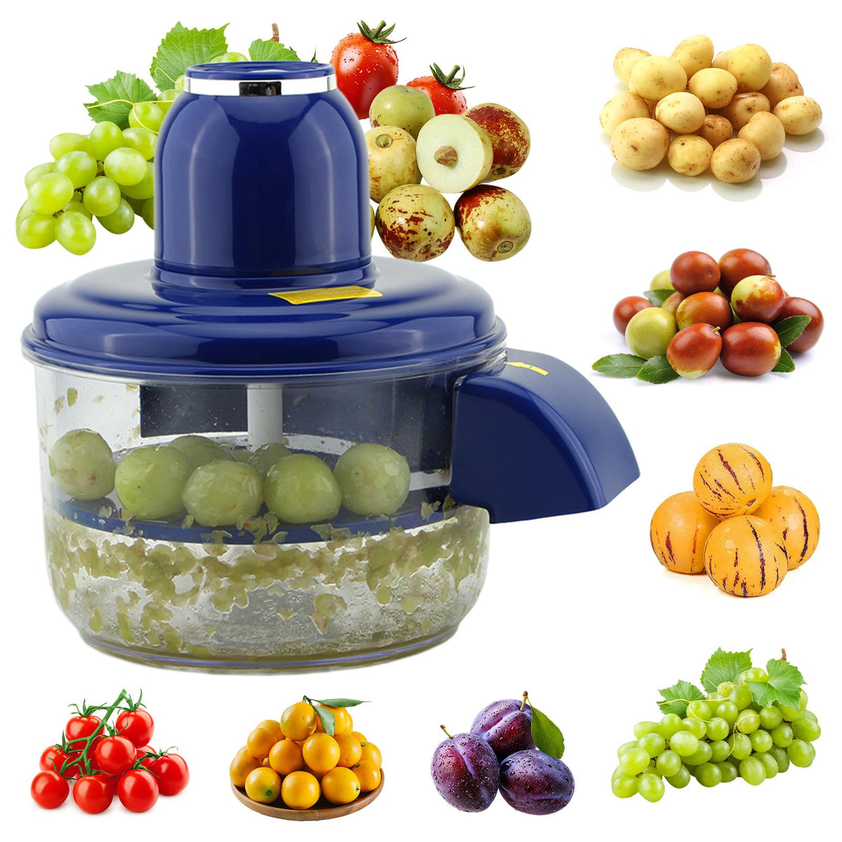 Tommax Automatic Fruit Peeler demonstrates fast peel action for delicate grapes and tomatoes.