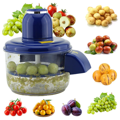 Tommax Automatic Fruit Peeler demonstrates fast peel action for delicate grapes and tomatoes.