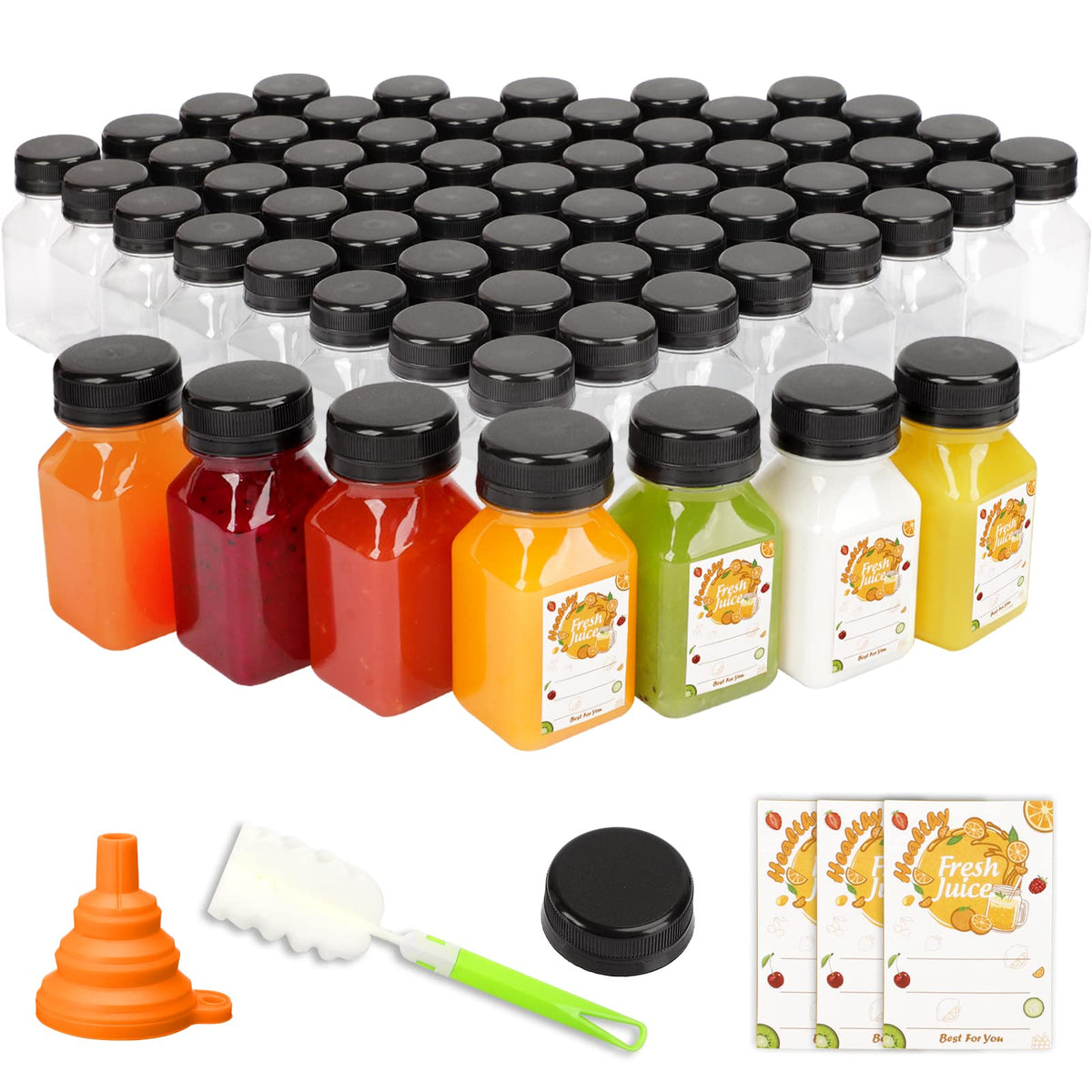 Tomnk 4oz juice bottle with lid, compact and reusable for beverages