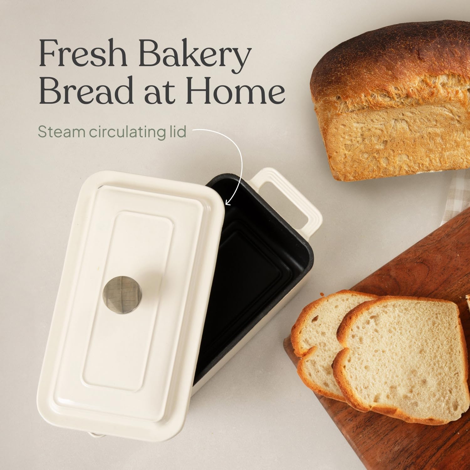 TOMO cast iron bread oven lid-dome provides even steam for crusty loaves