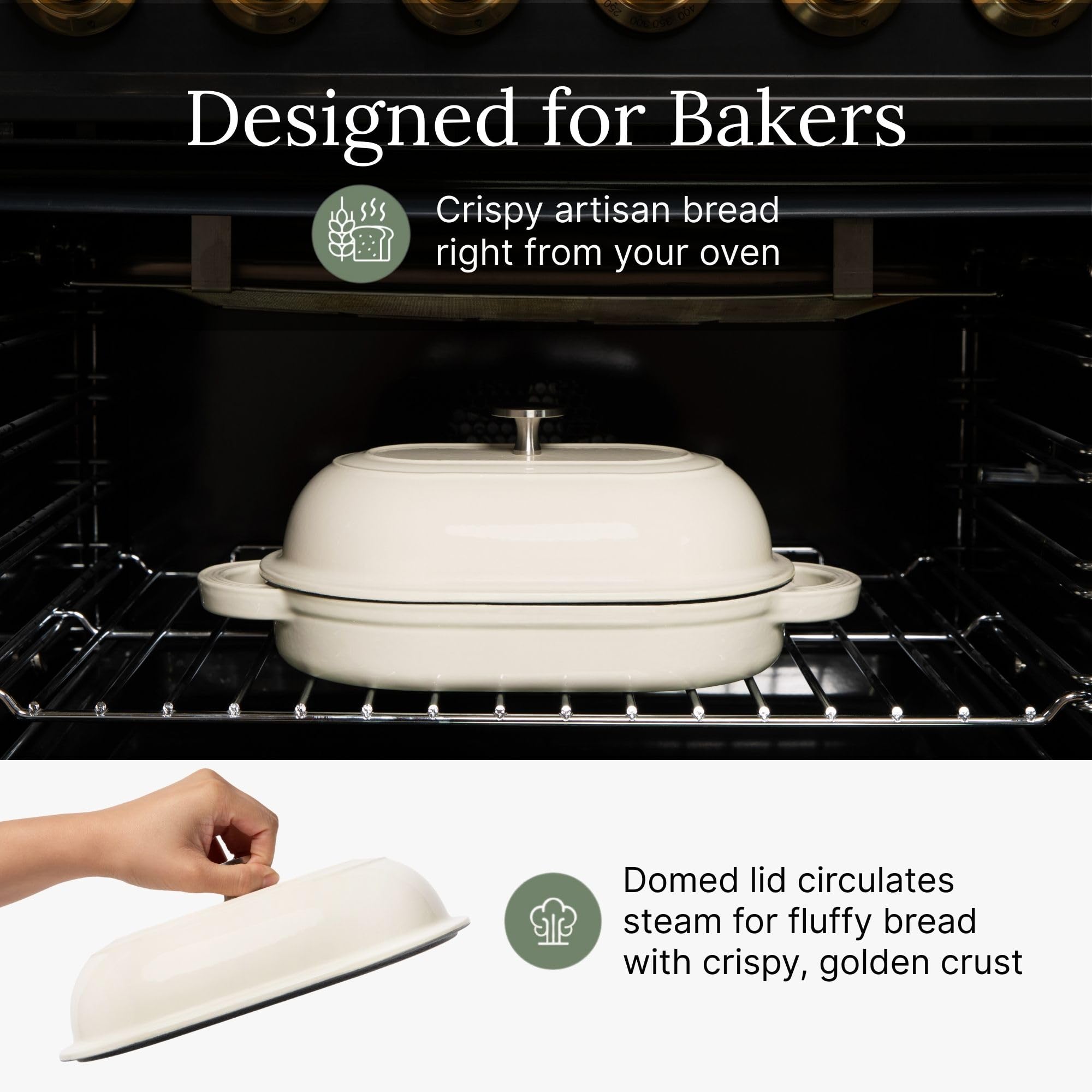 TOMO oval bread oven used for roasting and casseroles beyond bread