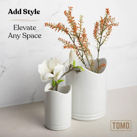 TOMO ceramic utensil crocks with glossy glaze for durable kitchen storage
