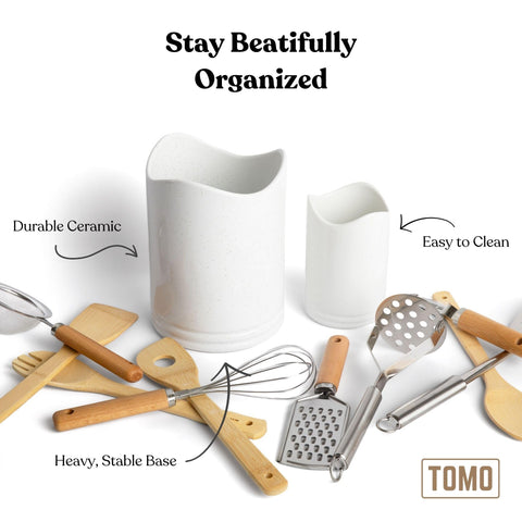 TOMO two-piece set keeps utensils upright to save counter space