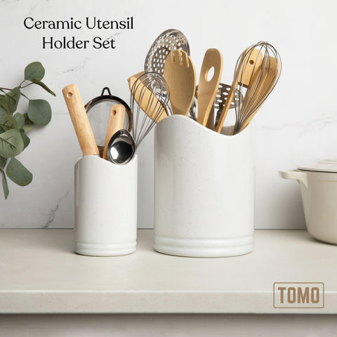 TOMO small 4-inch utensil holder compact counter organizer for whisk and ladle