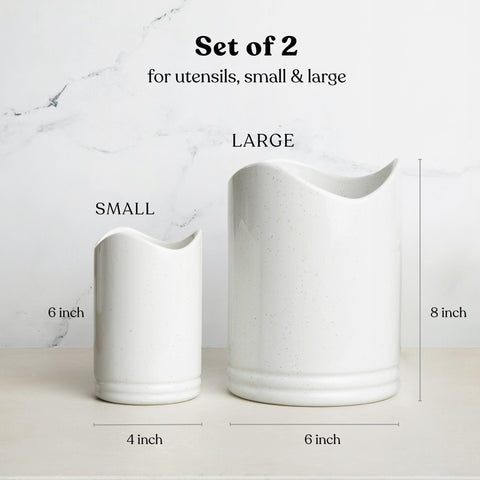 TOMO utensil holders with wave design detail on a clean countertop